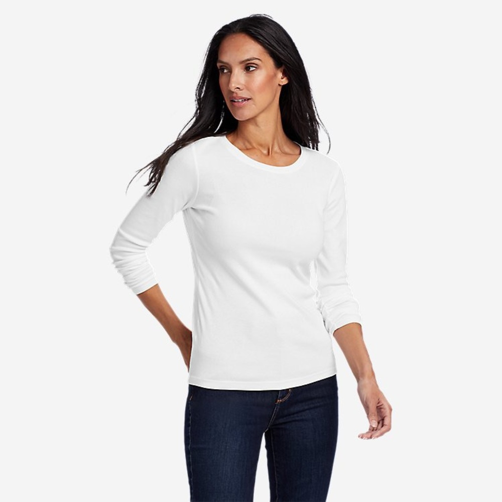 Medium White Eddie Bauer Long Sleeve Tee